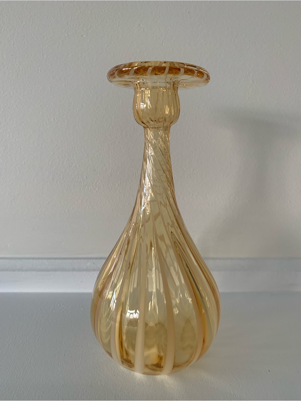Amber Swirl Glass Bud Vase